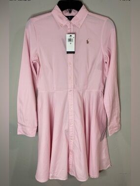 Polo Ralph Lauren Big Girls Knit Oxford Shirt Dress Pink Sz 16 NWT